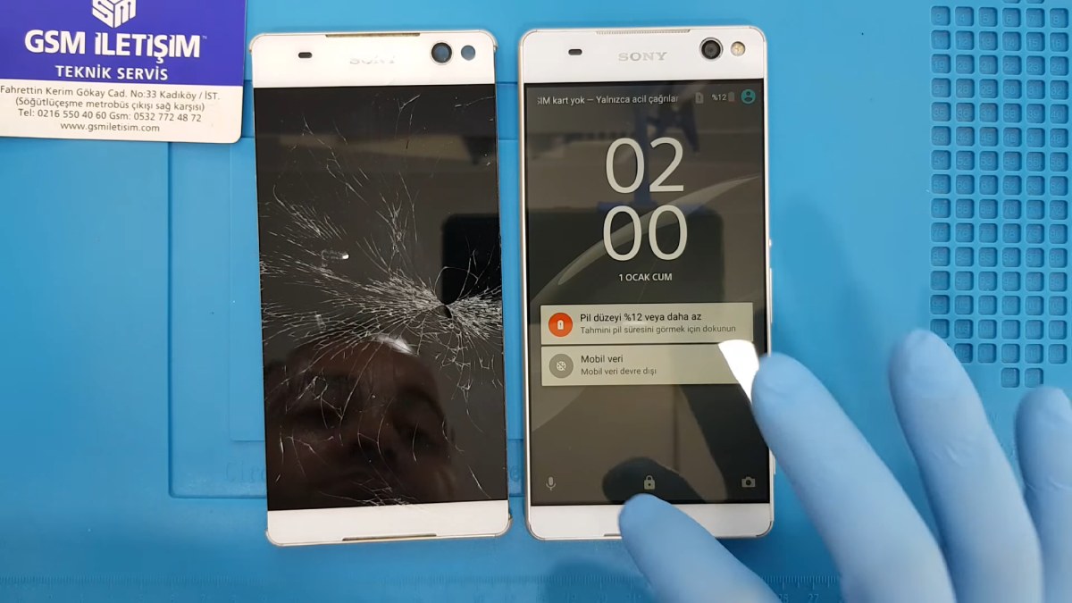 Sony Xperia C5 Ultra Kırık Ekran Değişimi Öncesi ve Sonrası